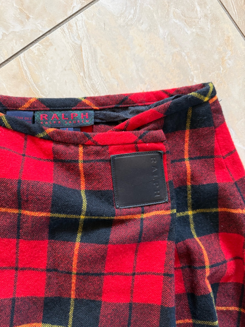 Ralph Lauren wool Red, Black & Yellow Plaid Midi Wrap Skirt sz 4 - Picture 2 of 5
